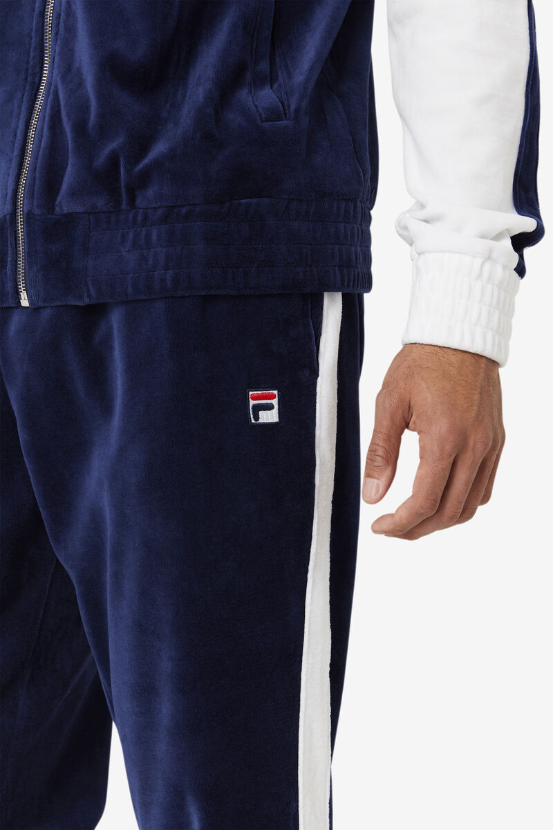 Men's Fila Brice Velour Pant Tracksuits Navy / White / Red | UPlE2iEtmPx