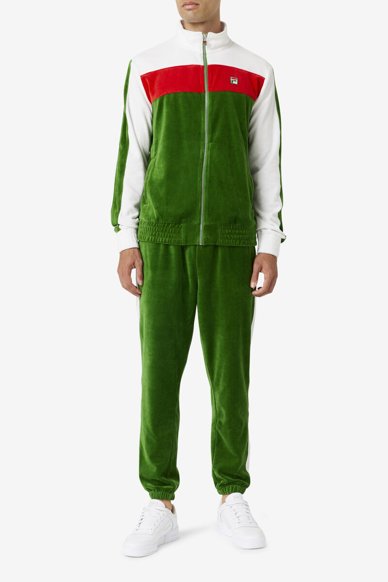 Men's Fila Brice Velour Pant Tracksuits White / Red | d1sYIukumUy