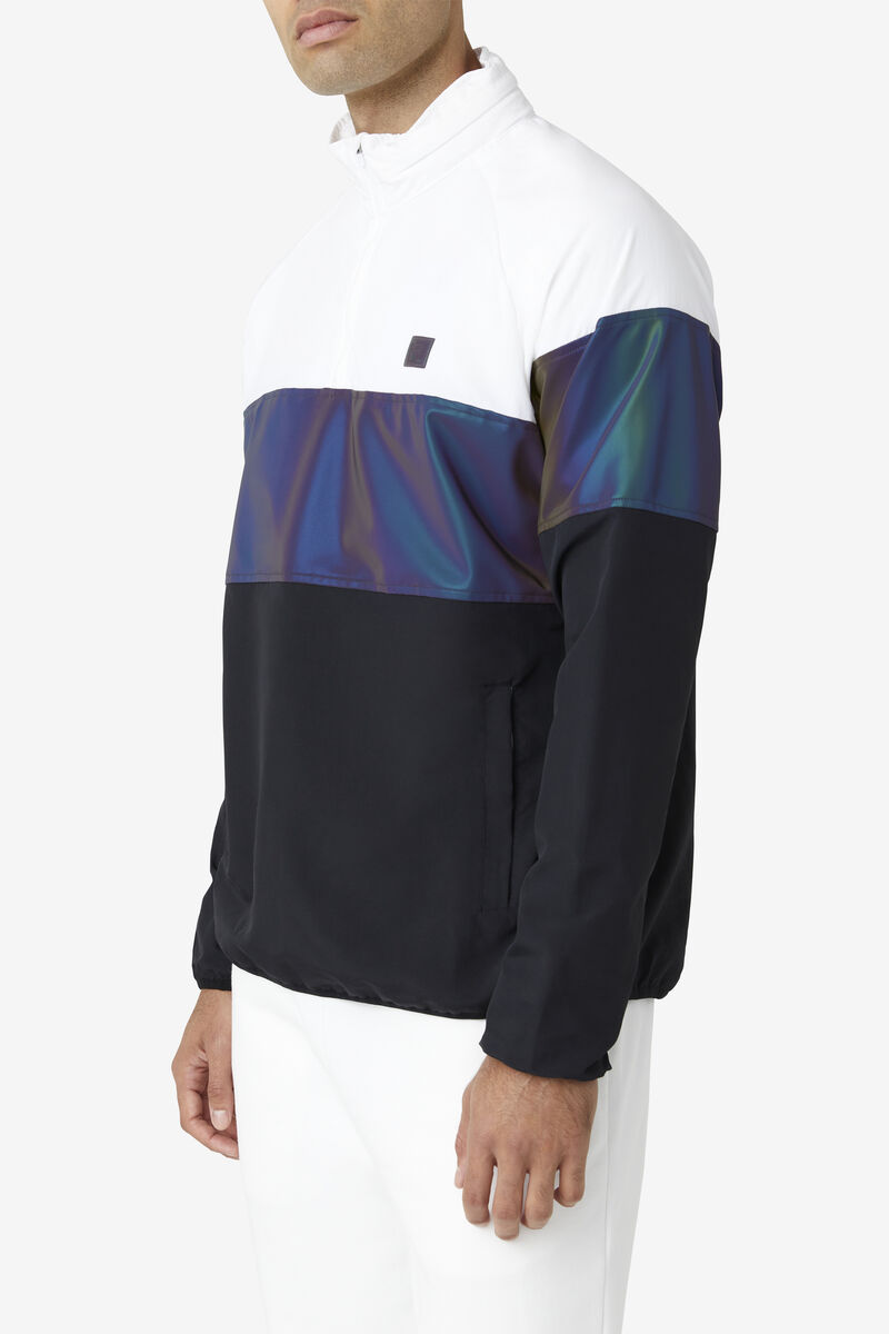 Men's Fila Bryson Wind Jacket Tracksuits Black / White | pjtnMs6DQJE