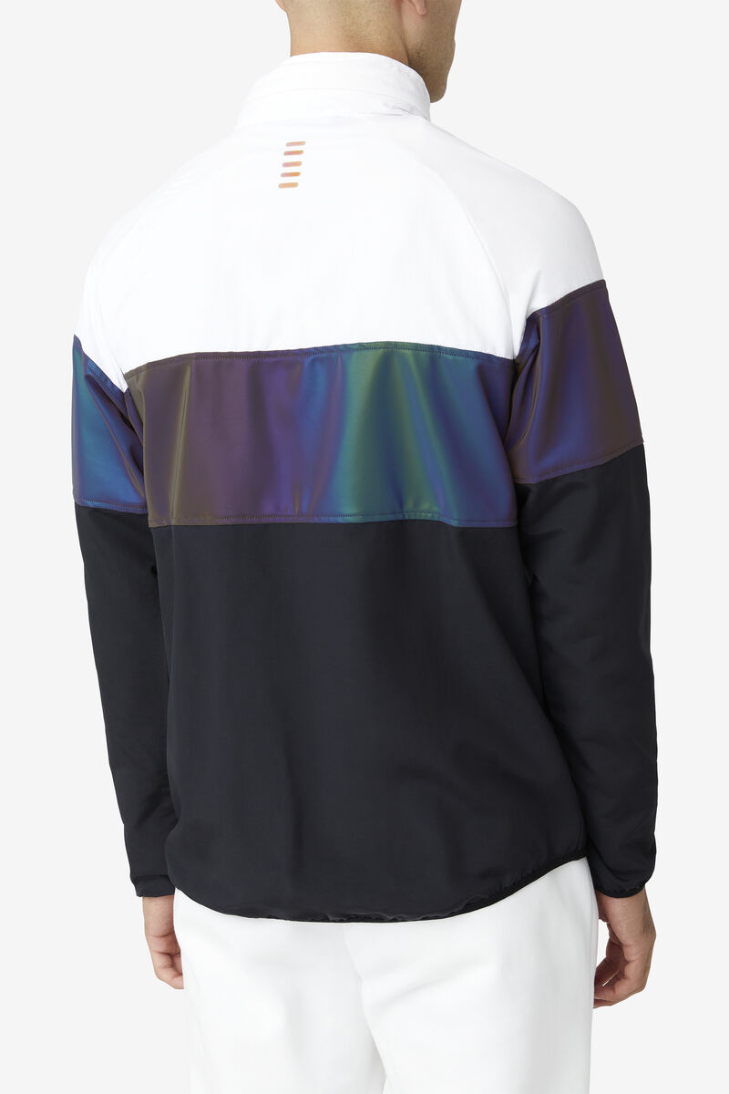 Men's Fila Bryson Wind Jacket Tracksuits Black / White | pjtnMs6DQJE