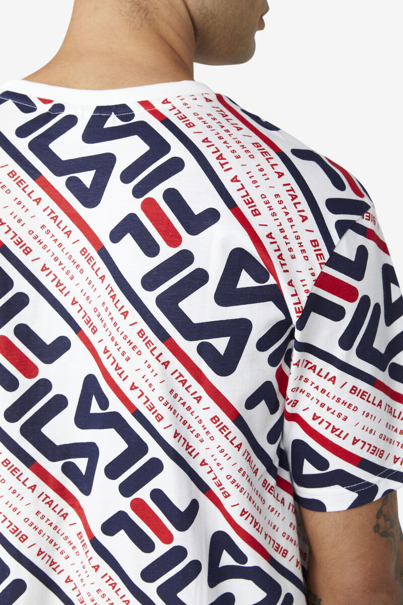 Men's Fila Calvin T Shirts White / Navy / Red | 4uKOUREBxWA