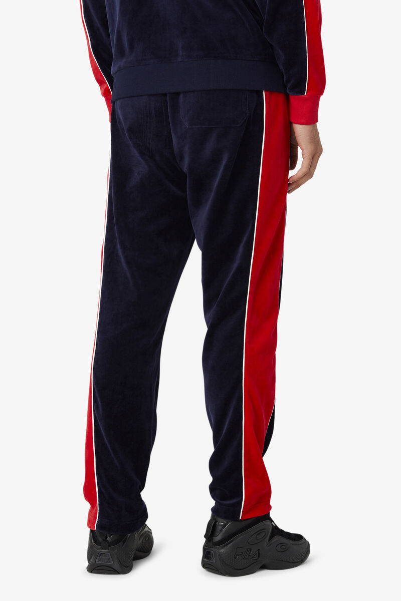 Men's Fila Cima Velour Pant Pants Navy / Red | nJJX7pMLwej