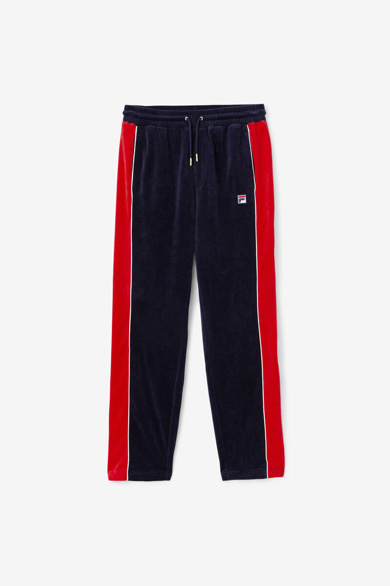 Men\'s Fila Cima Velour Pant Pants Navy / Red | nJJX7pMLwej