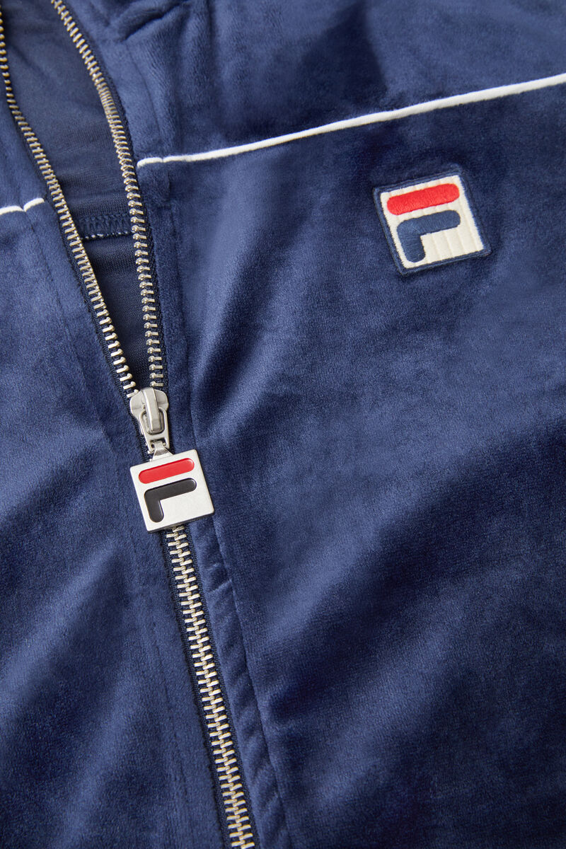 Men's Fila Cisco Velour Jacket Tracksuits Navy / Red / White | mWR9xOERXmh