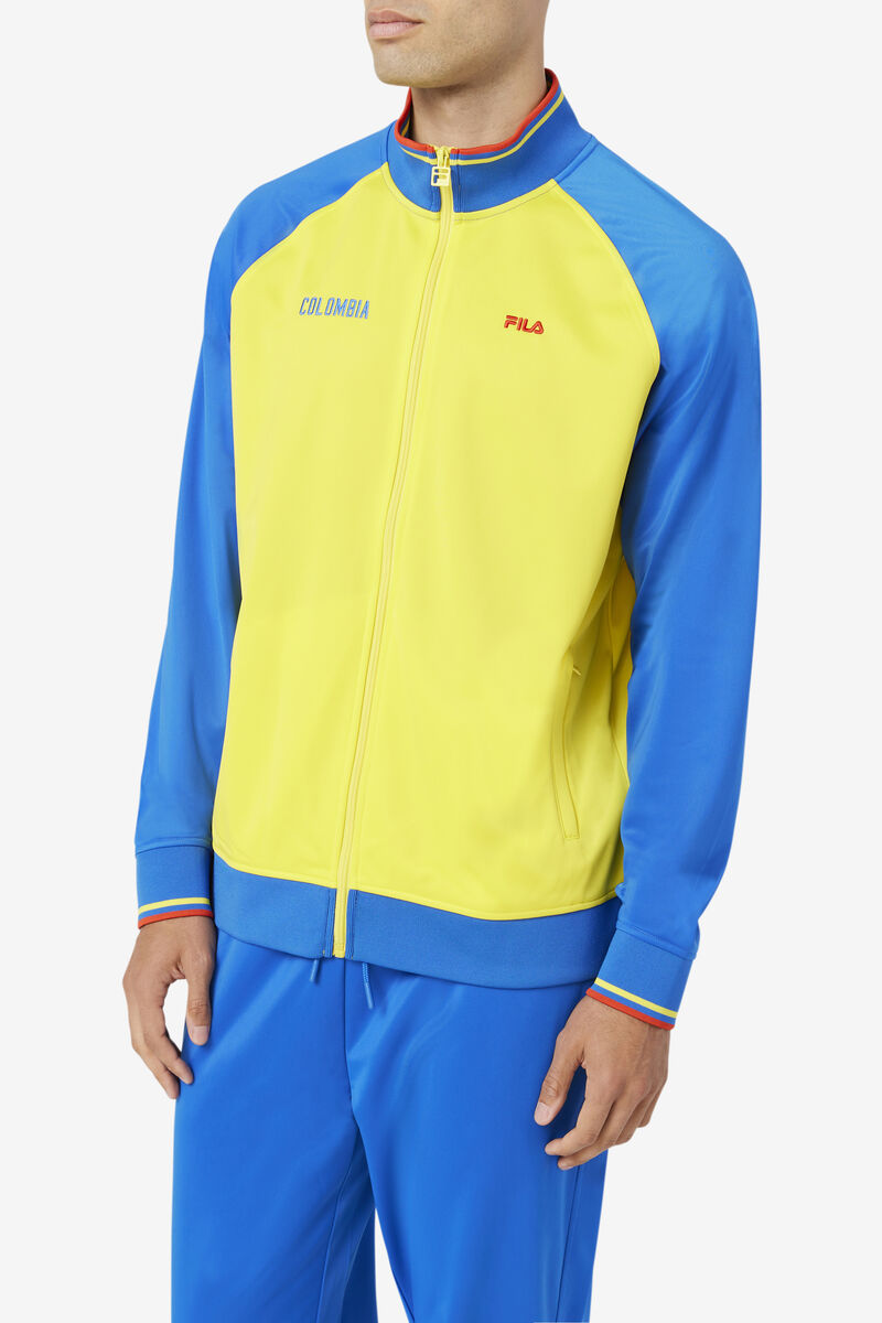 Men's Fila Colombia Track Jacket Jackets Yellow / Blue / Red | SyMUqMCizex