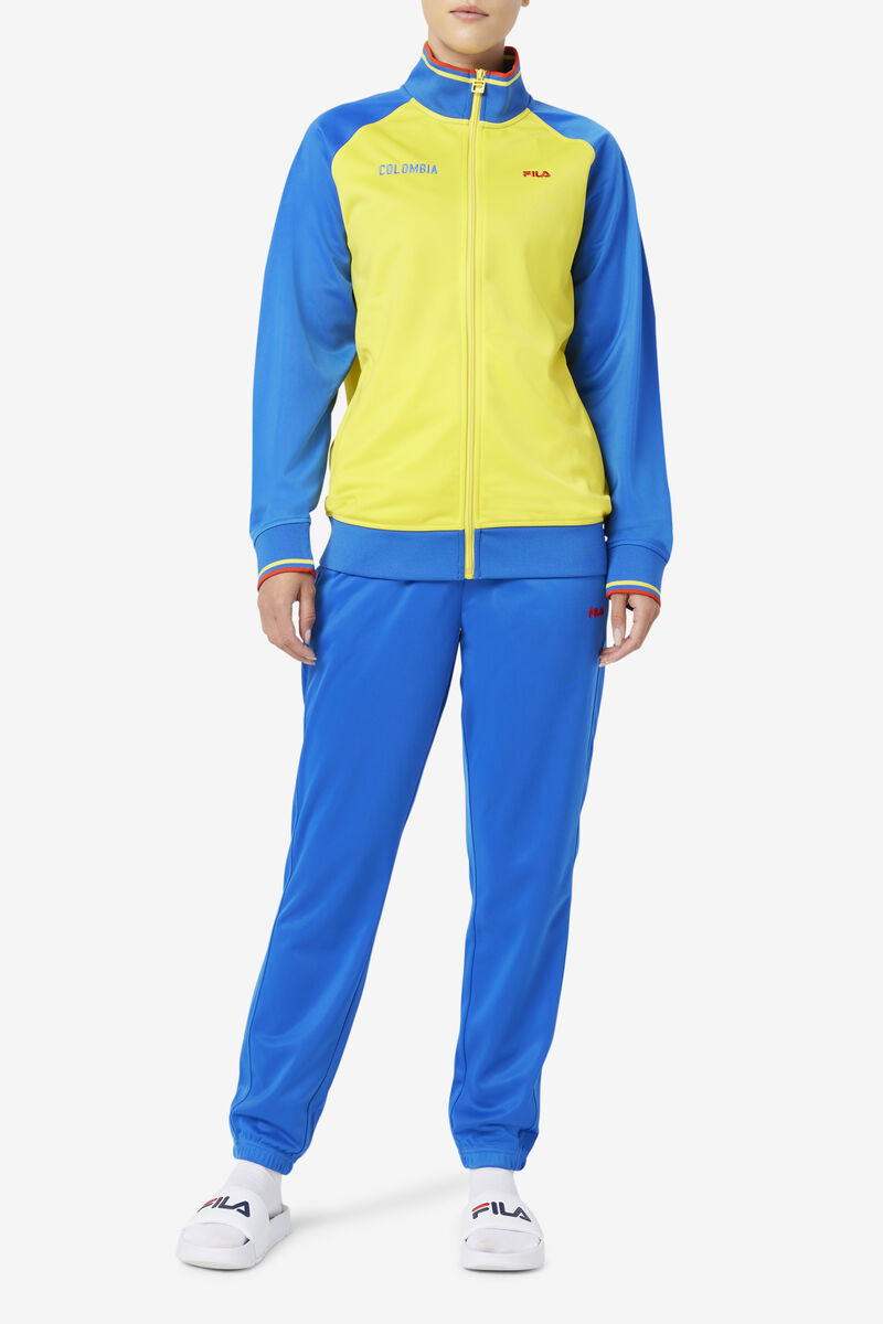 Men's Fila Colombia Track Jacket Jackets Yellow / Blue / Red | SyMUqMCizex