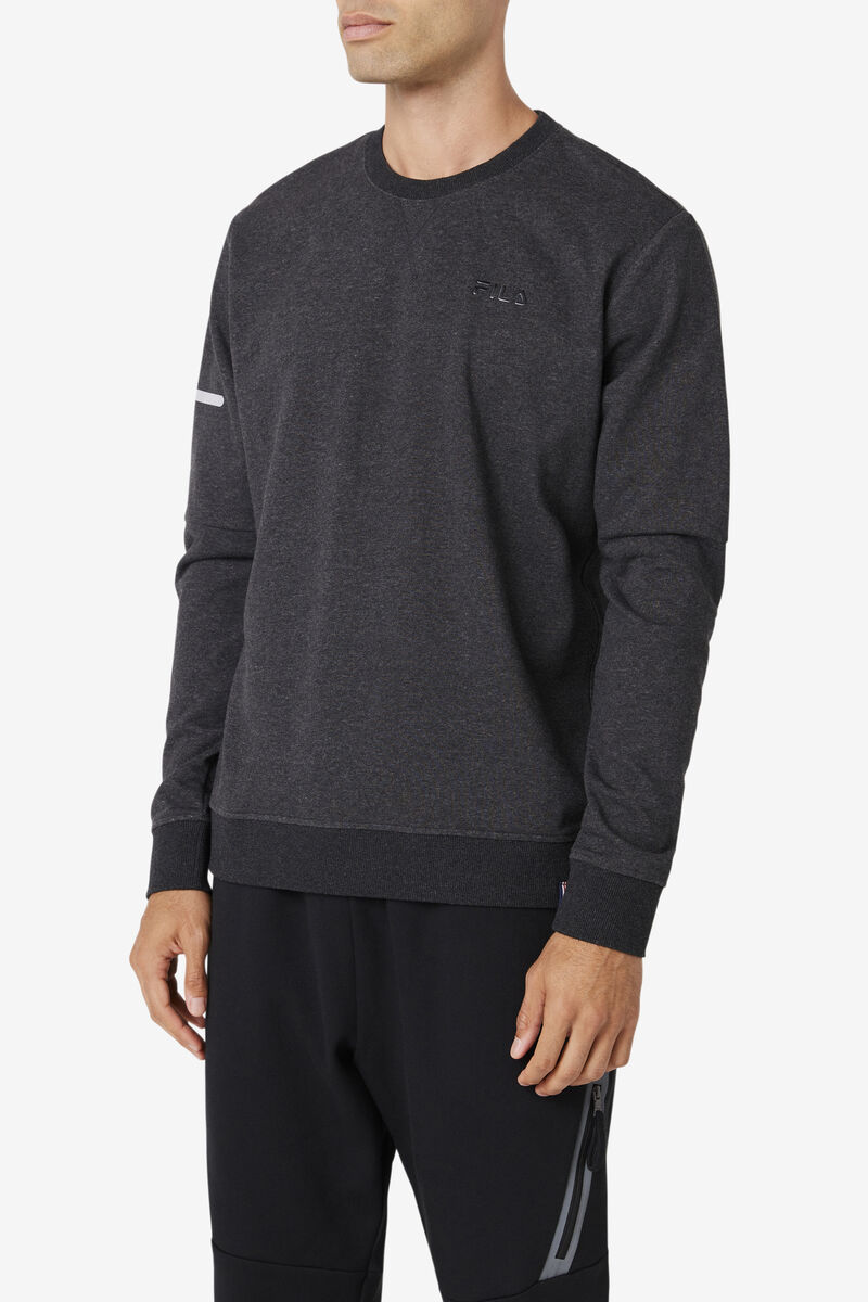 Men's Fila Commuter Crew Sweatshirts Black | TzgIrhMm4Sm