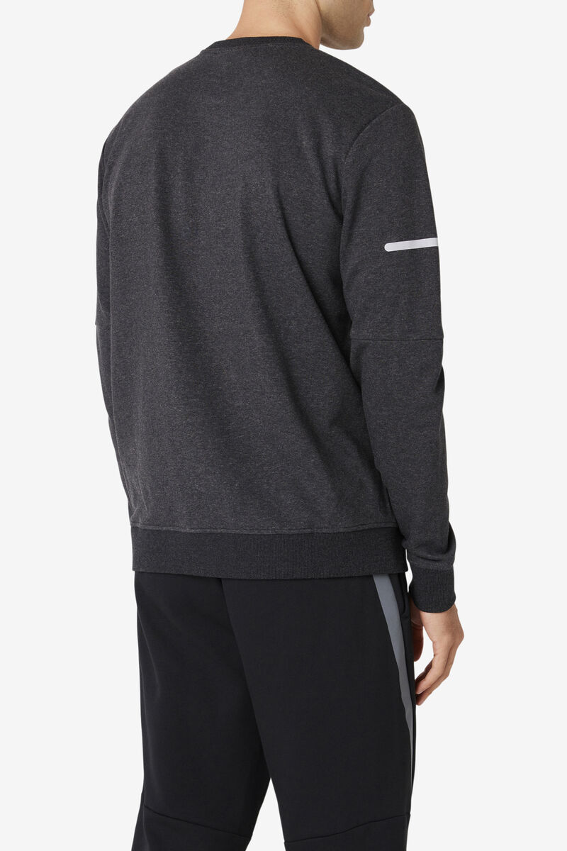Men's Fila Commuter Crew Sweatshirts Black | TzgIrhMm4Sm