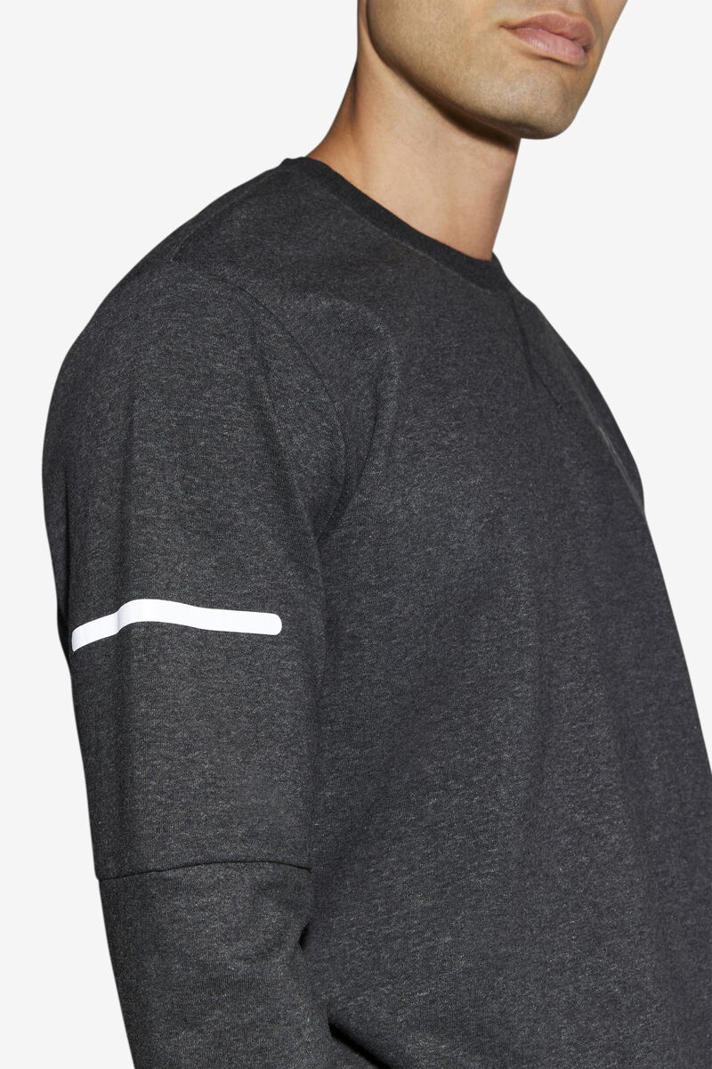 Men's Fila Commuter Crew Sweatshirts Black | TzgIrhMm4Sm