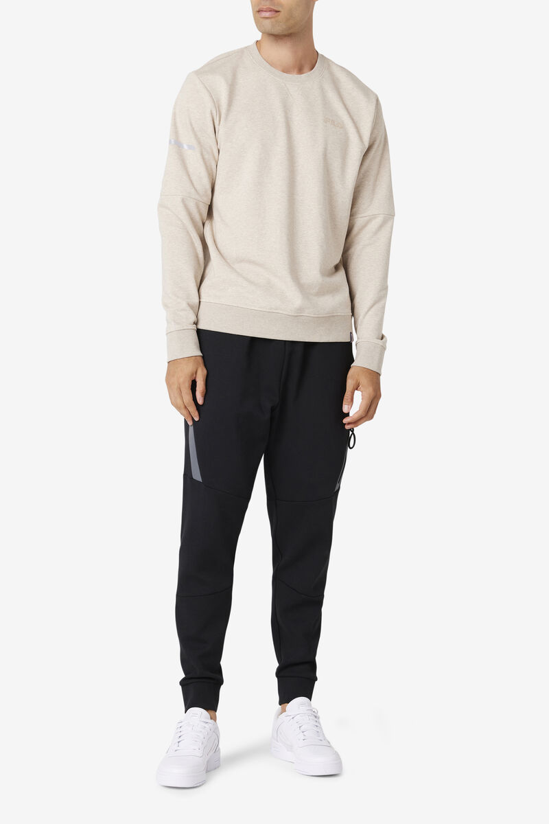 Men's Fila Commuter Crew Sweatshirts Light Yellow | uWeMevZfnn9