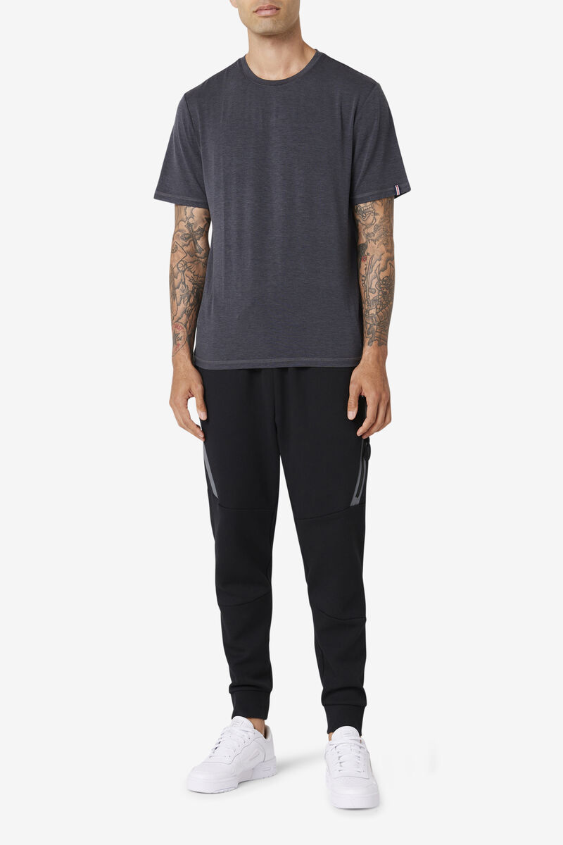 Men's Fila Commuter T Shirts Black | WCwUZ2F3SU9