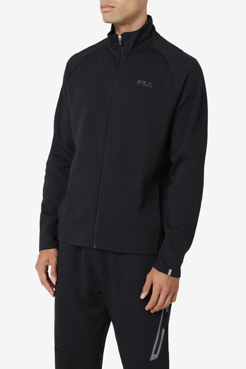 Men's Fila Commuter Track Jacket Jackets Black | 8roWe4F6KEv
