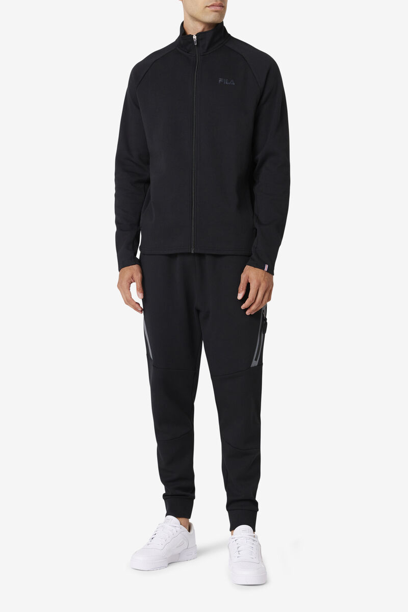 Men's Fila Commuter Track Jacket Jackets Black | 8roWe4F6KEv