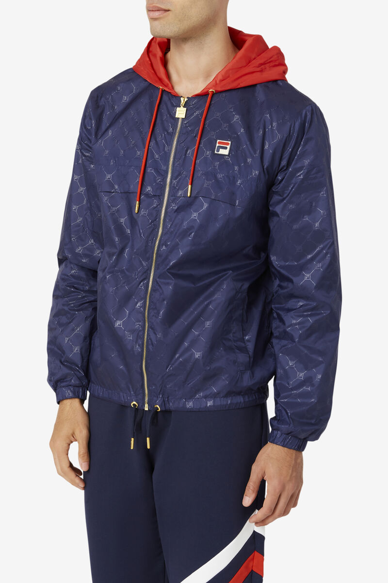 Men's Fila Copper Hood Jacket Jackets Navy / Red | 3uIY9NLrBU3