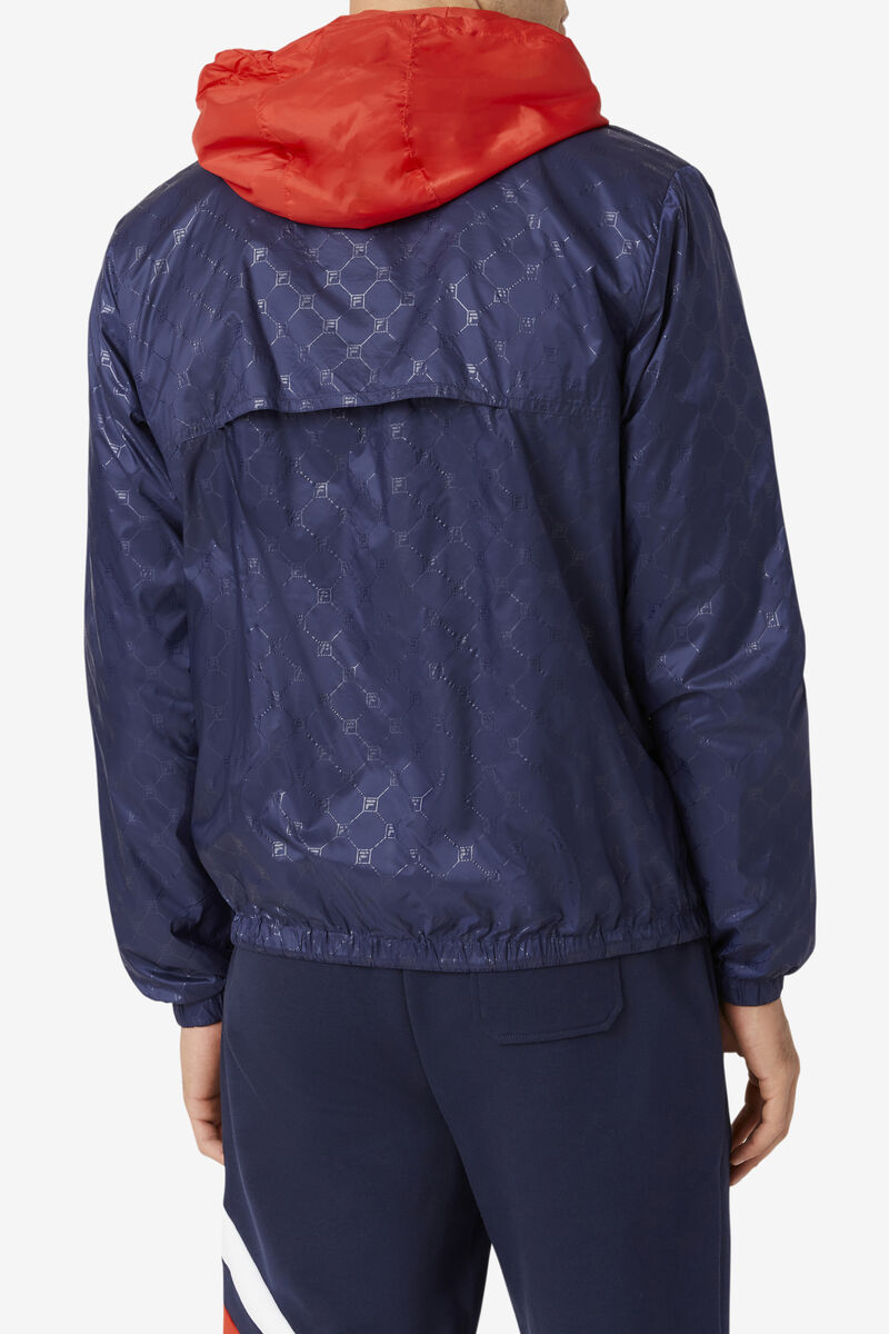 Men's Fila Copper Hood Jacket Jackets Navy / Red | 3uIY9NLrBU3