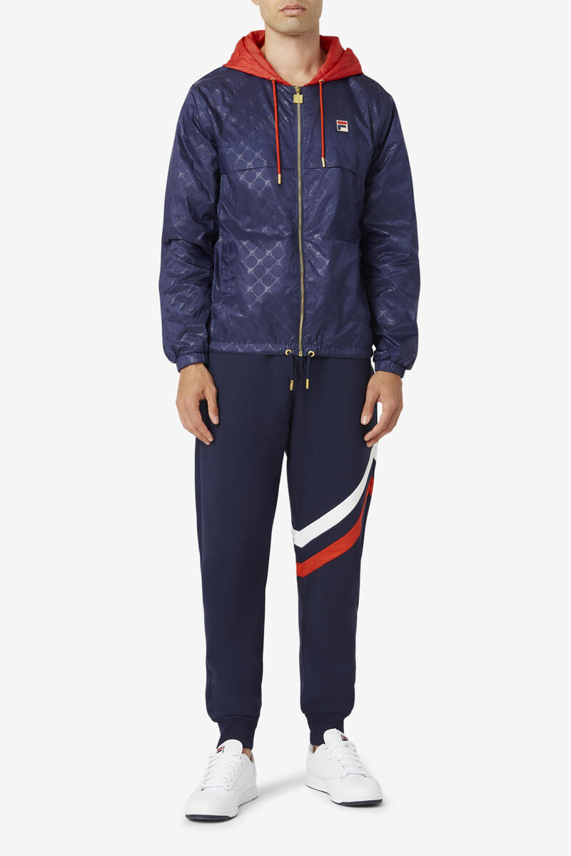 Men's Fila Copper Hood Jacket Jackets Navy / Red | 3uIY9NLrBU3