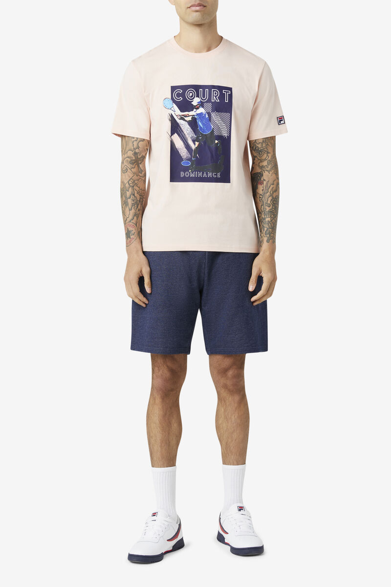 Men's Fila Court Dominance T Shirts Pink / Navy | AUcOw34Rzz3