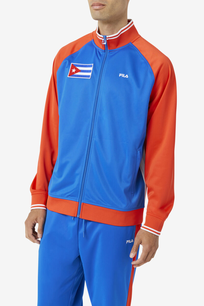 Men's Fila Cuba Track Jacket Jackets Red / White / Blue | 8mVoLdqDSpR