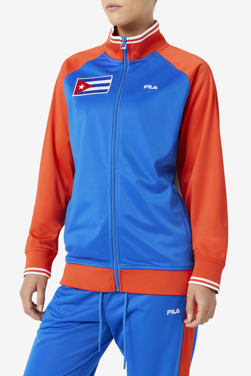 Men's Fila Cuba Track Jacket Jackets Red / White / Blue | 8mVoLdqDSpR