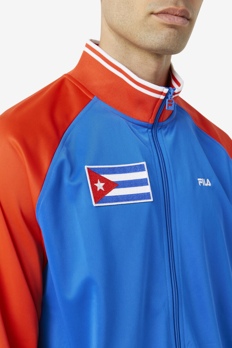 Men's Fila Cuba Track Jacket Jackets Red / White / Blue | 8mVoLdqDSpR