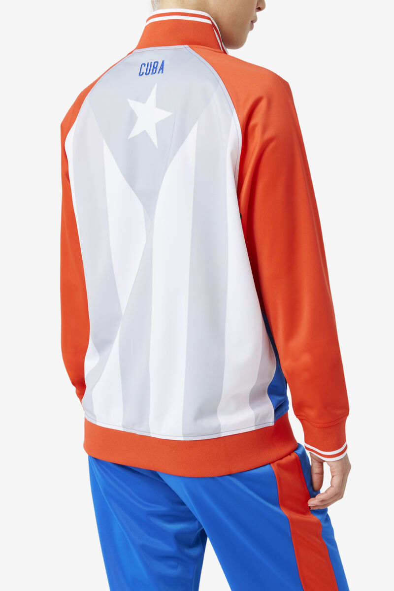Men's Fila Cuba Track Jacket Jackets Red / White / Blue | 8mVoLdqDSpR