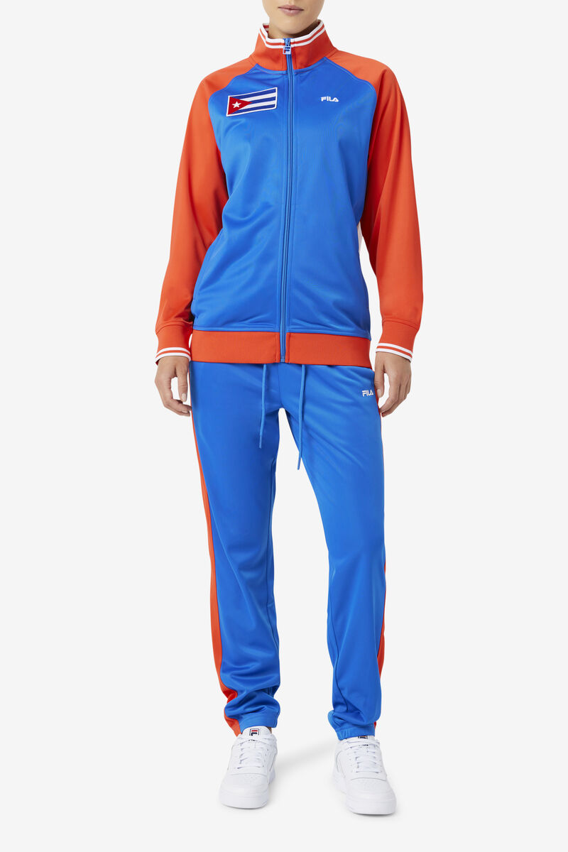Men's Fila Cuba Track Jacket Jackets Red / White / Blue | 8mVoLdqDSpR