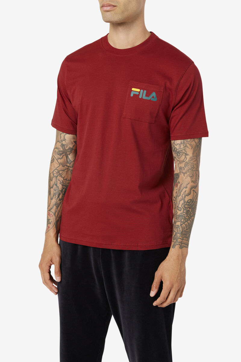 Men's Fila Curtis Pocket T Shirts Red | xvJT82Zhg8g