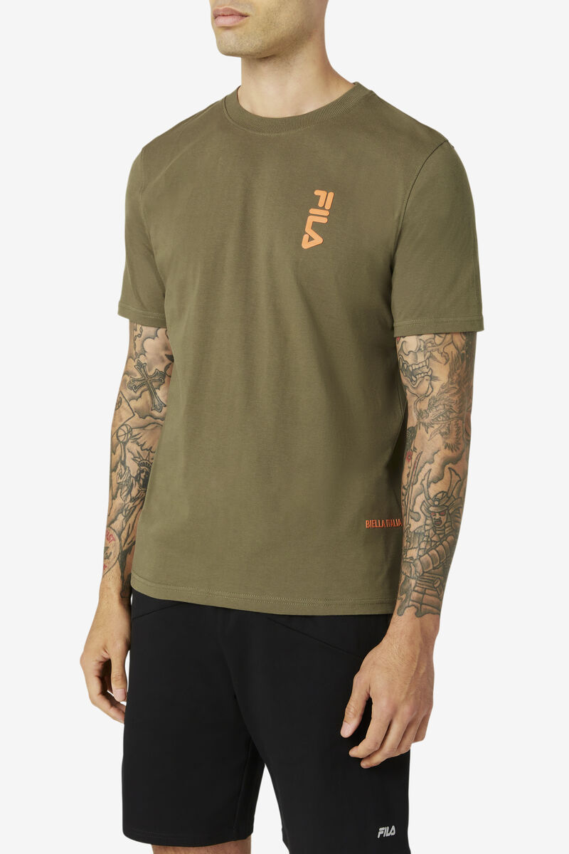 Men's Fila Deckhand T Shirts Olive | wEb4TGKYHA5