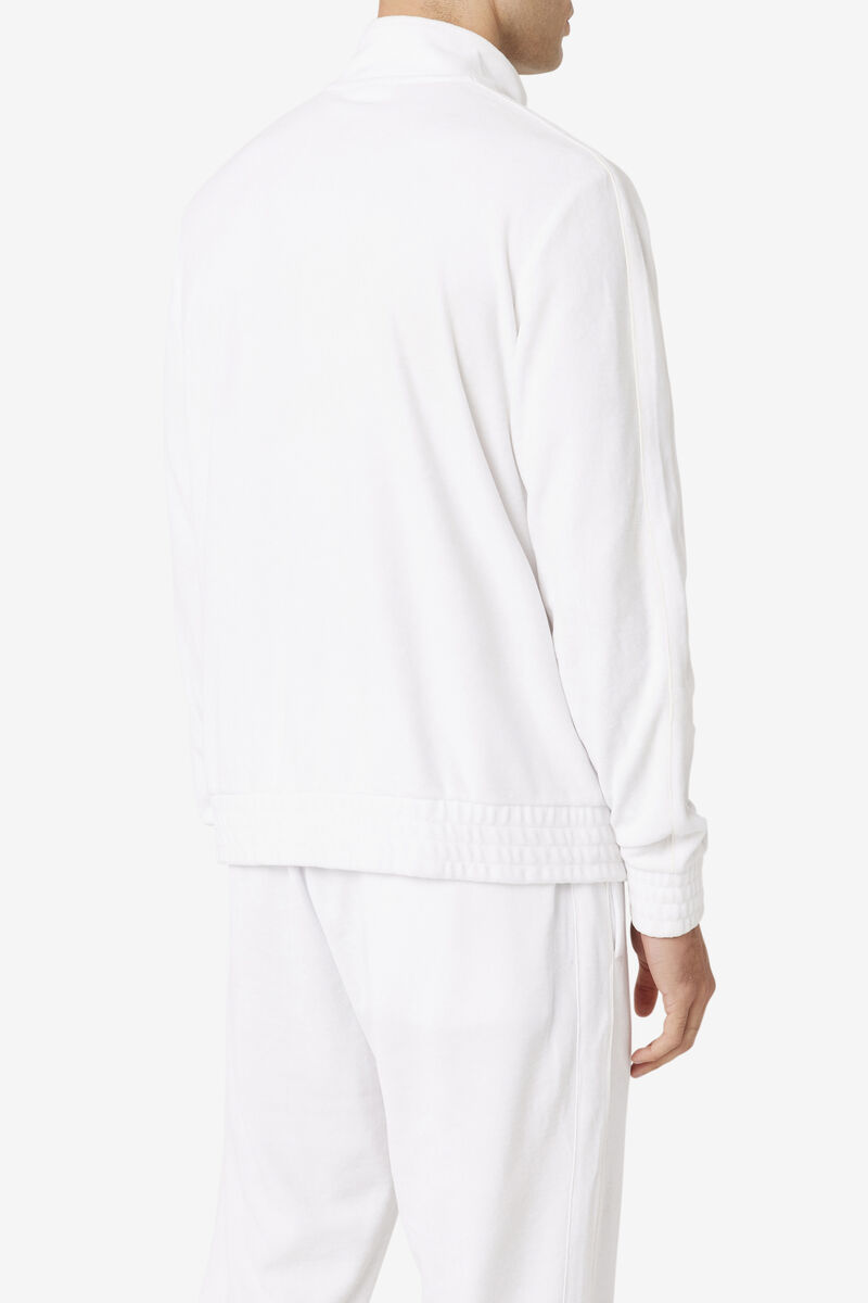 Men's Fila Deverall Velour Jacket Jackets White | gDv4t8KzcT9