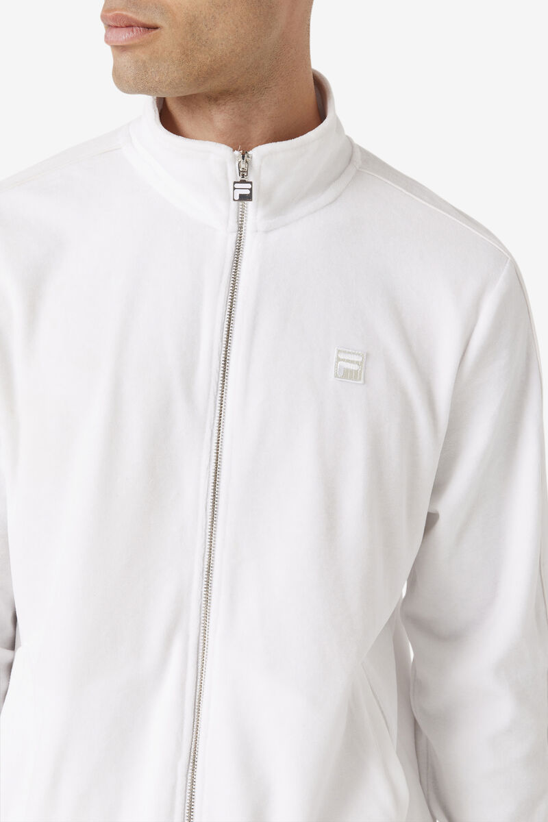 Men's Fila Deverall Velour Jacket Jackets White | gDv4t8KzcT9