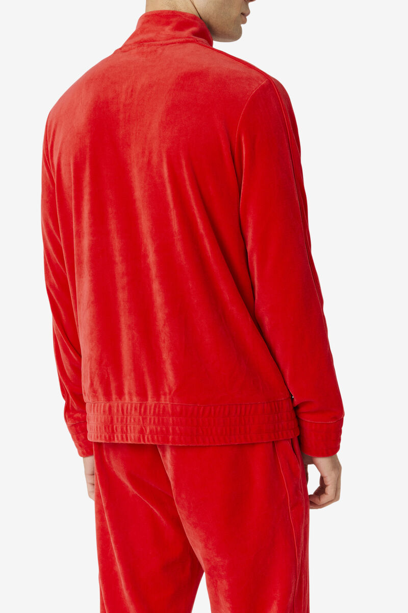 Men's Fila Deverall Velour Jacket Jackets Red | l2i5avEGwip