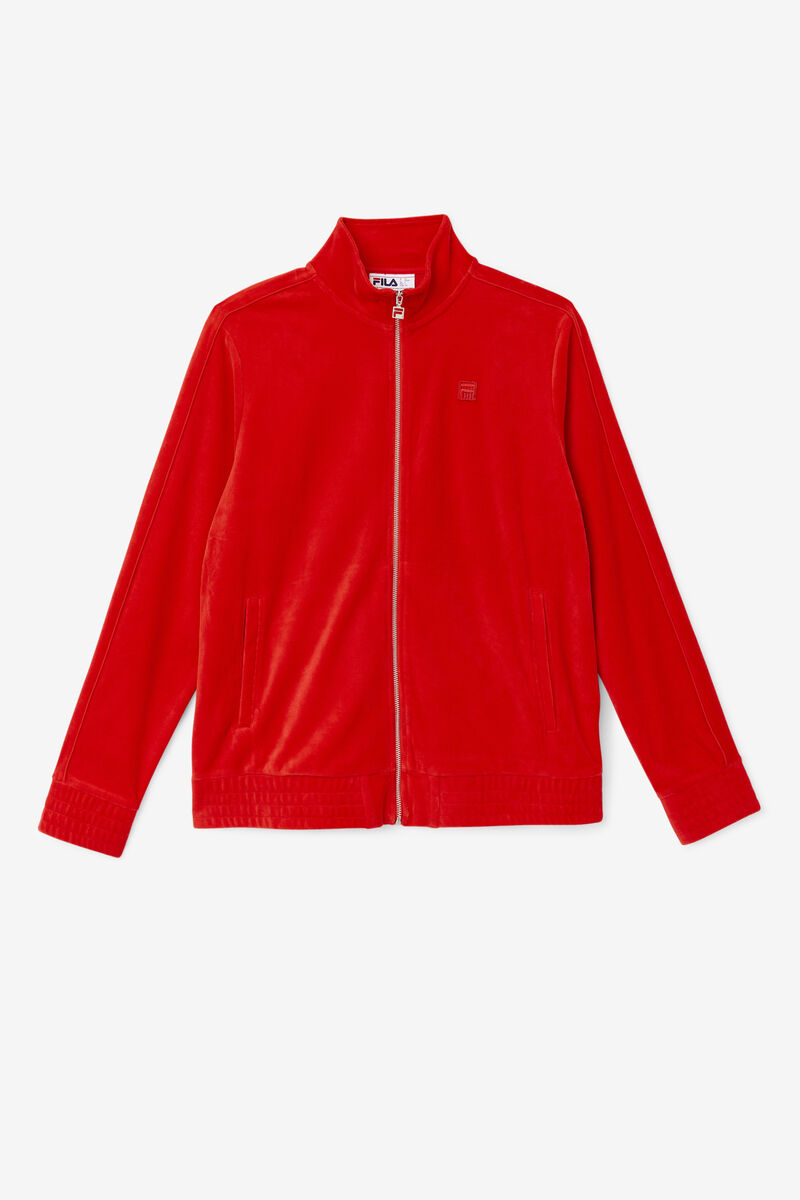 Men\'s Fila Deverall Velour Jacket Jackets Red | l2i5avEGwip