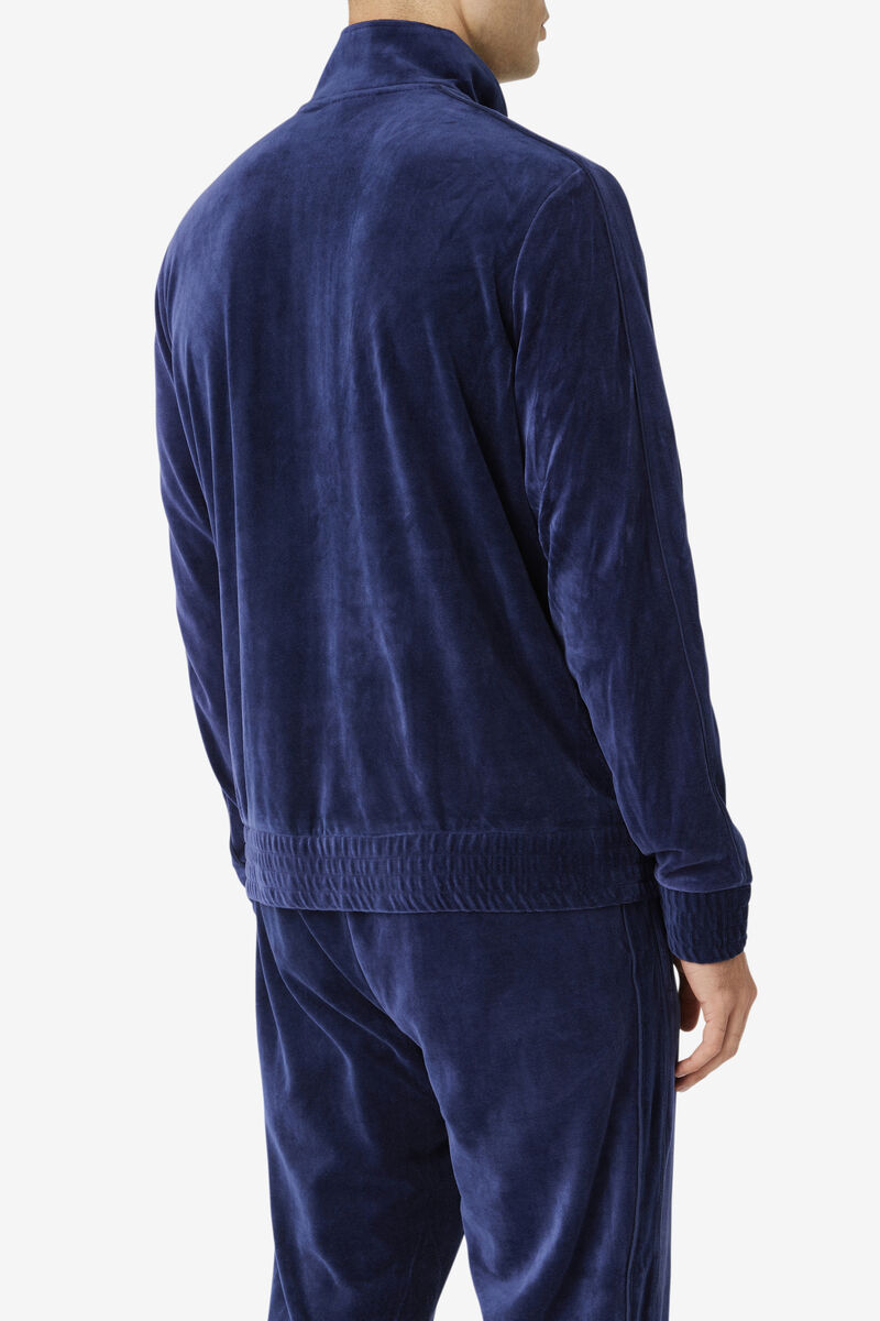 Men's Fila Deverall Velour Jacket Jackets Navy | xHULKH2EnV6