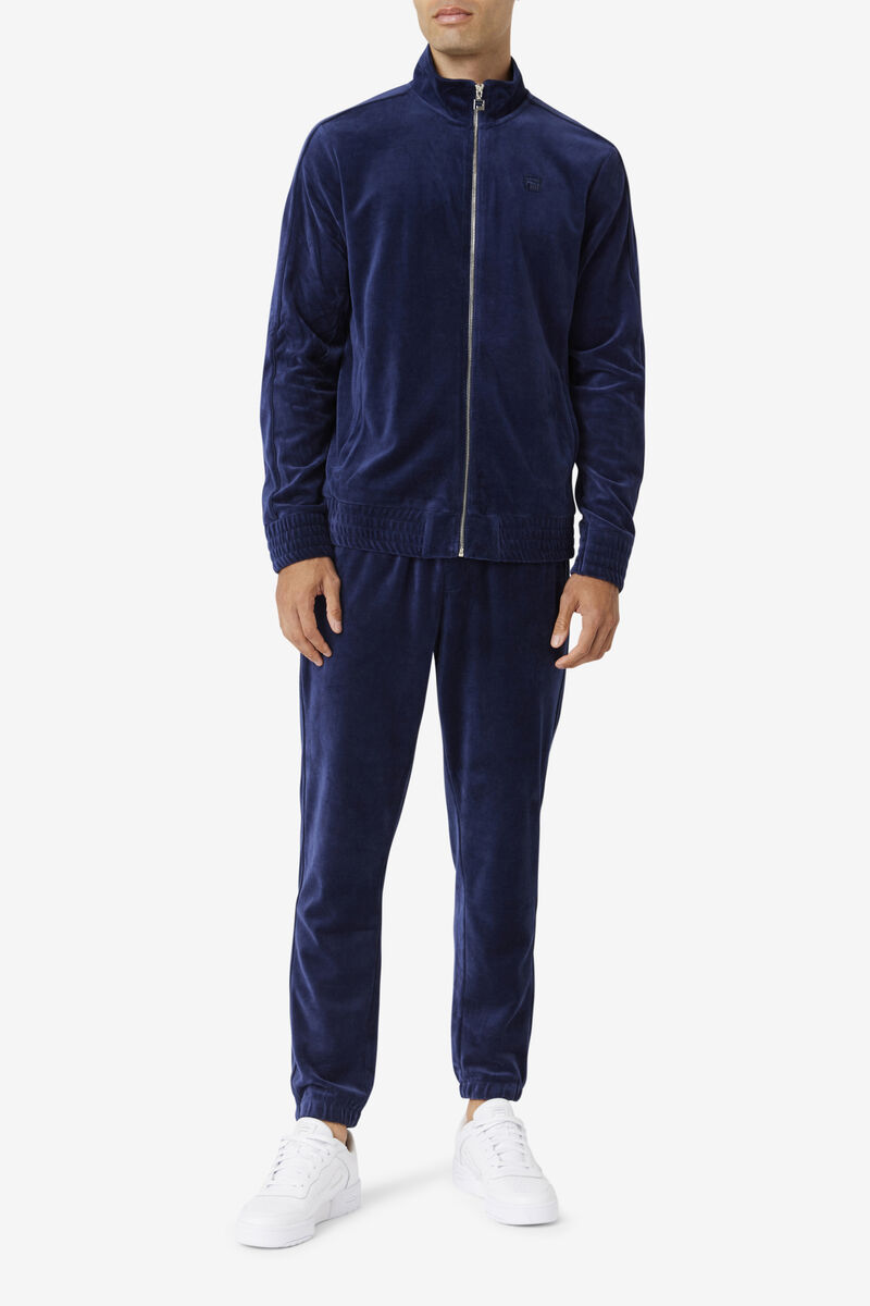 Men's Fila Deverall Velour Jacket Jackets Navy | xHULKH2EnV6