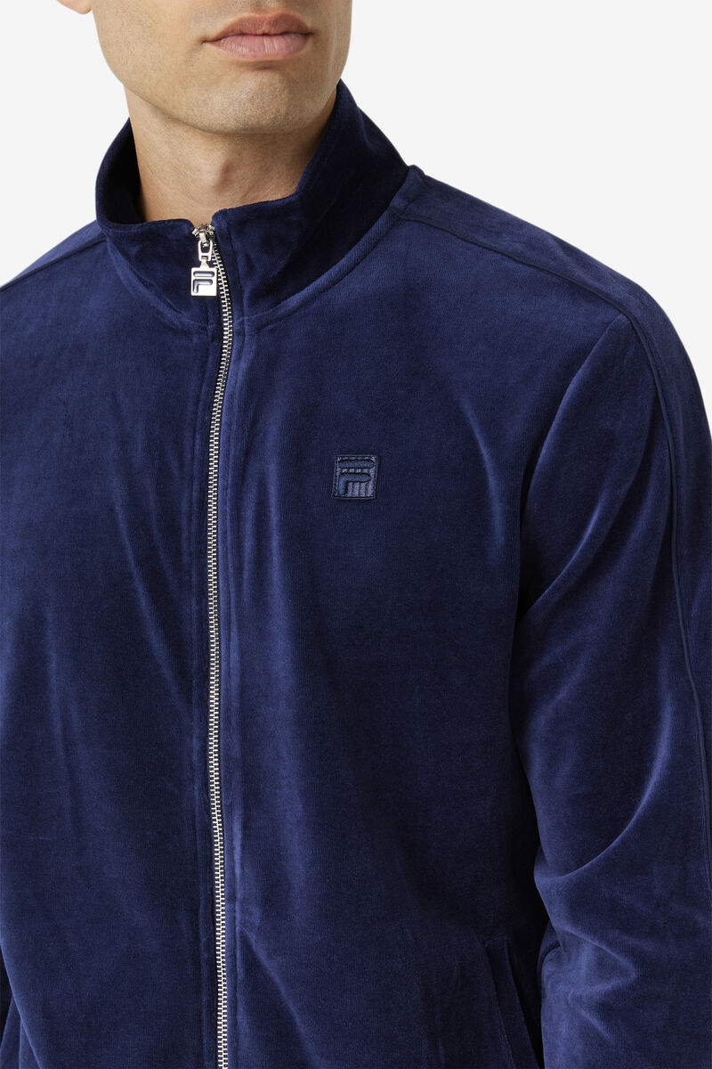 Men's Fila Deverall Velour Jacket Jackets Navy | xHULKH2EnV6