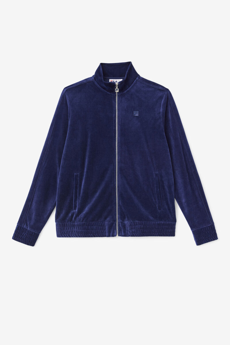 Men\'s Fila Deverall Velour Jacket Jackets Navy | xHULKH2EnV6