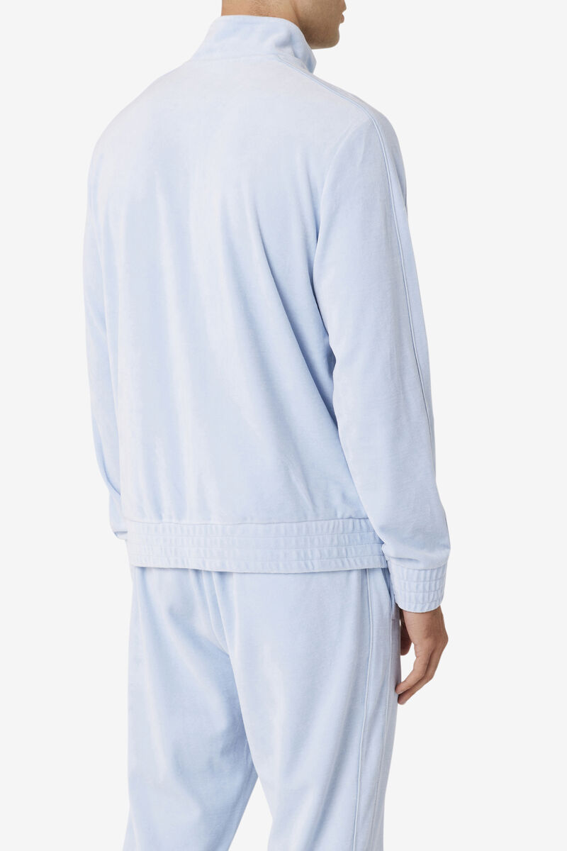 Men's Fila Deverall Velour Jacket Jackets Light Blue | ykWP3Acl16d