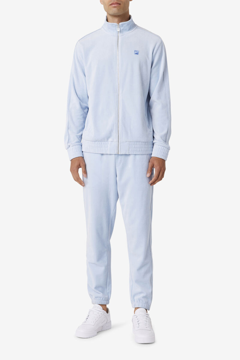 Men's Fila Deverall Velour Jacket Jackets Light Blue | ykWP3Acl16d