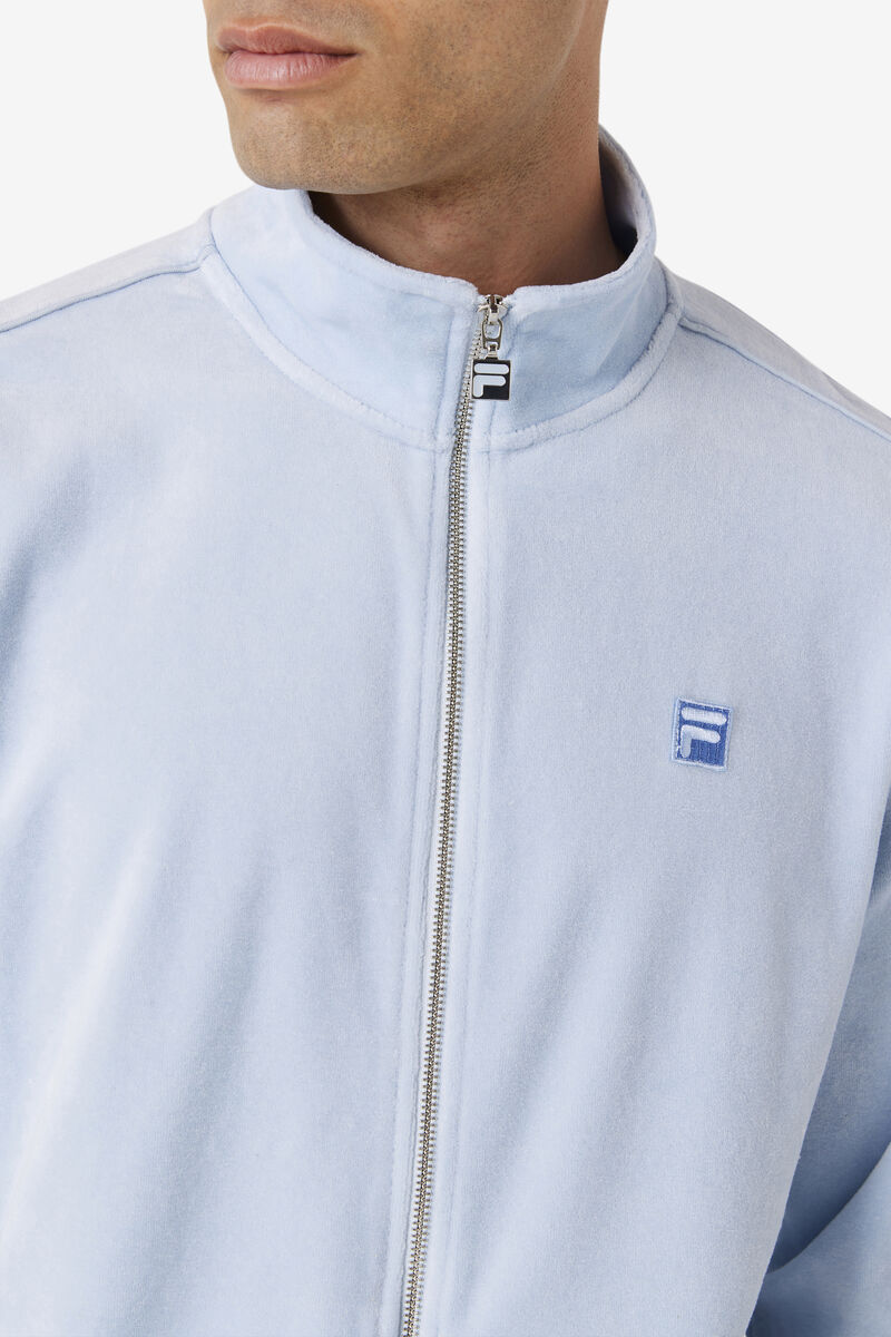 Men's Fila Deverall Velour Jacket Jackets Light Blue | ykWP3Acl16d