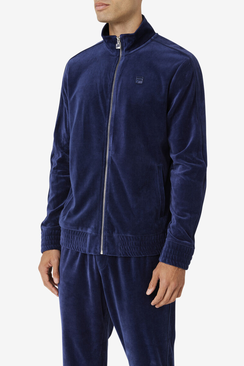 Men's Fila Deverall Velour Jacket Tracksuits Navy | CQs1CRWhzx7