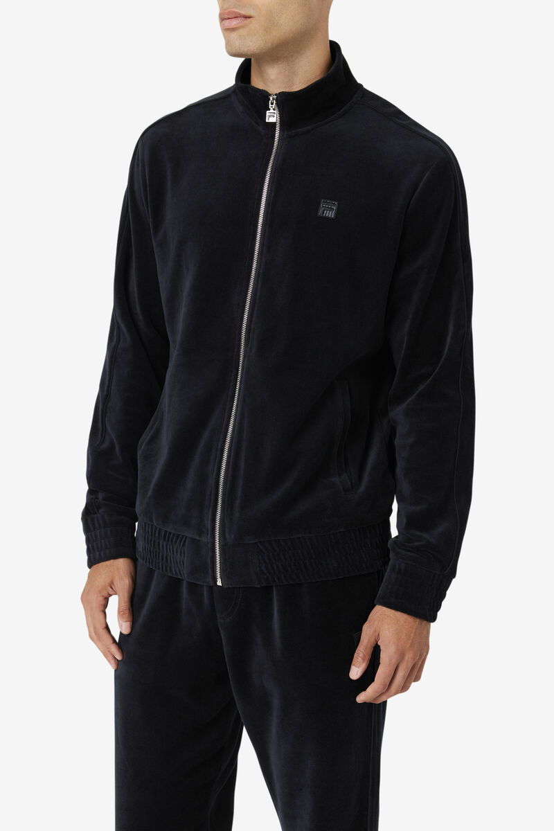 Men's Fila Deverall Velour Jacket Tracksuits Black | ChkXzYZq9rW