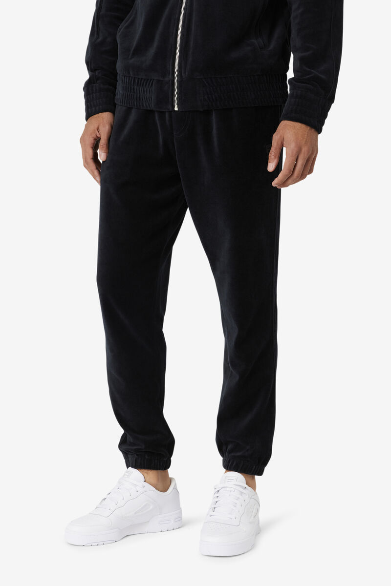 Men's Fila Deverall Velour Pant Pants Black | 8sKTL68LJVj