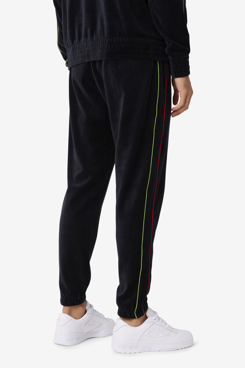 Men's Fila Deverall Velour Pant Tracksuits Black / Red / Green | BQMd1IIdWlj