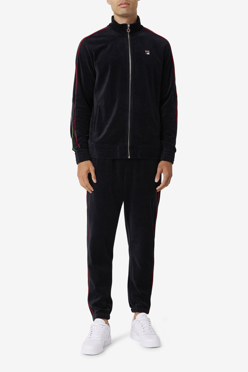 Men's Fila Deverall Velour Pant Tracksuits Black / Red / Green | BQMd1IIdWlj