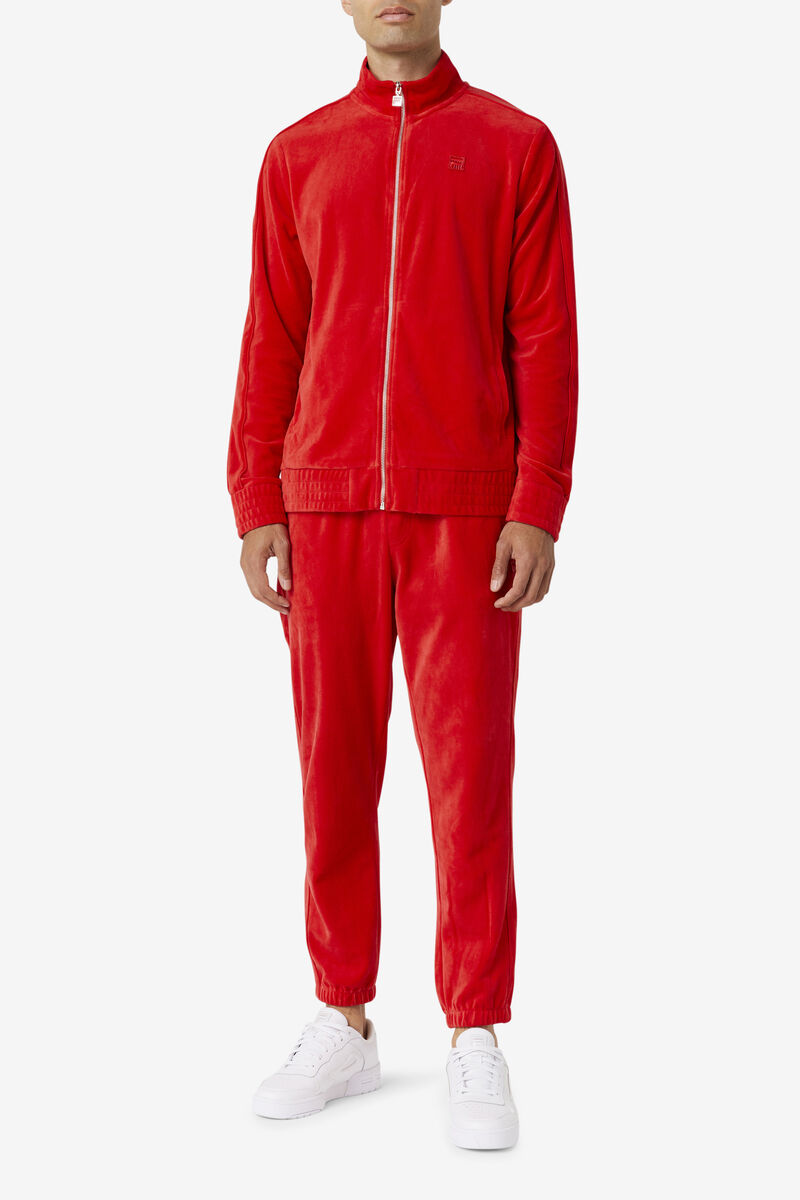 Men's Fila Deverall Velour Pant Tracksuits Red | qpvDFIunLW1