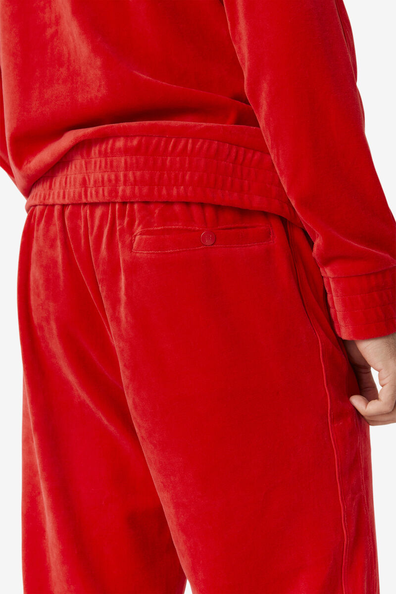 Men's Fila Deverall Velour Pant Tracksuits Red | qpvDFIunLW1