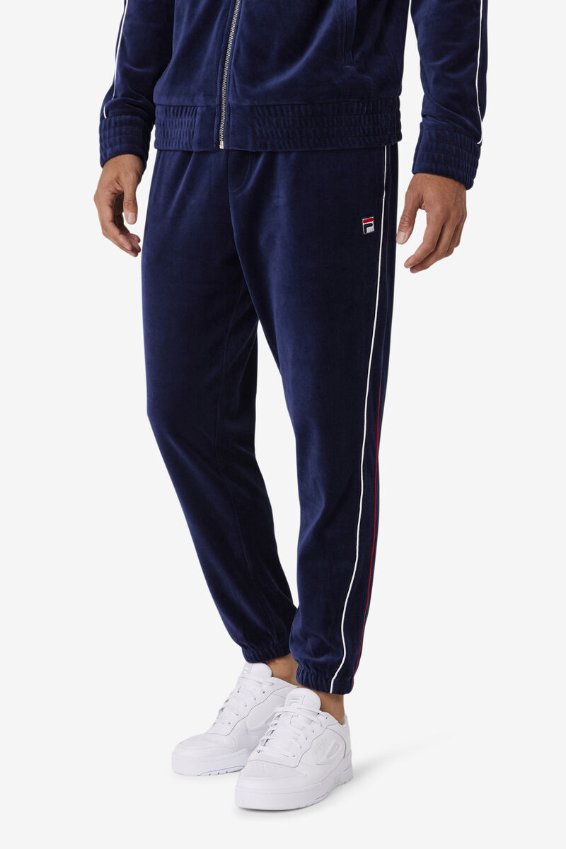 Men's Fila Deverall Velour Pant Tracksuits Navy / White / Red | rsI4E4iAJde