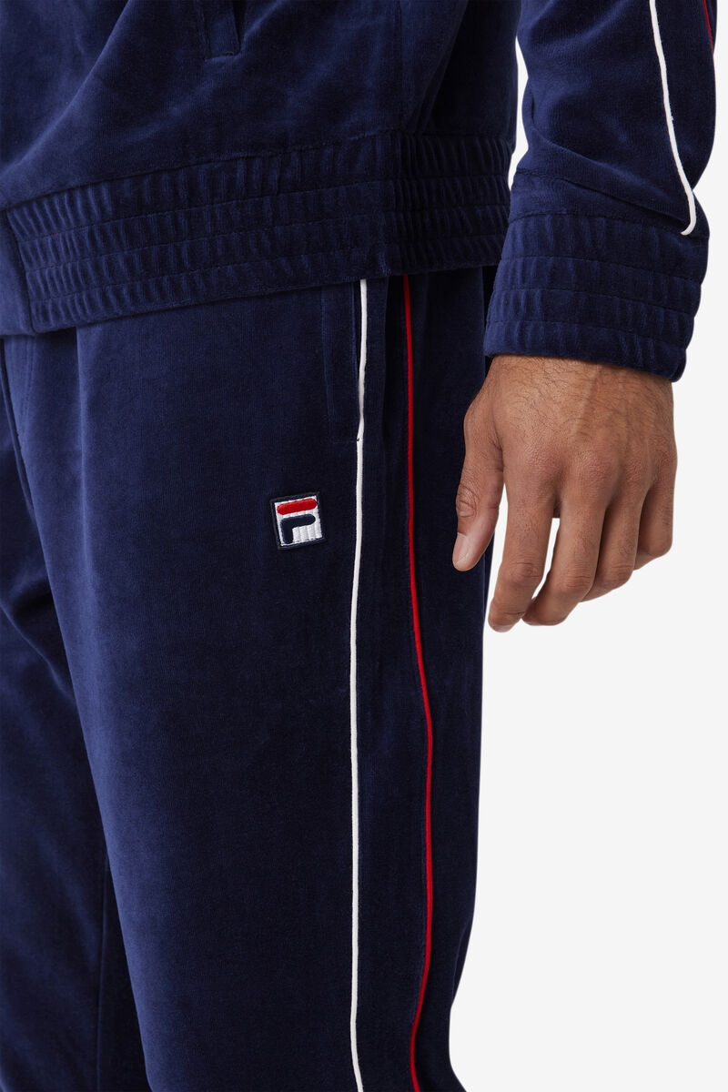 Men's Fila Deverall Velour Pant Tracksuits Navy / White / Red | rsI4E4iAJde