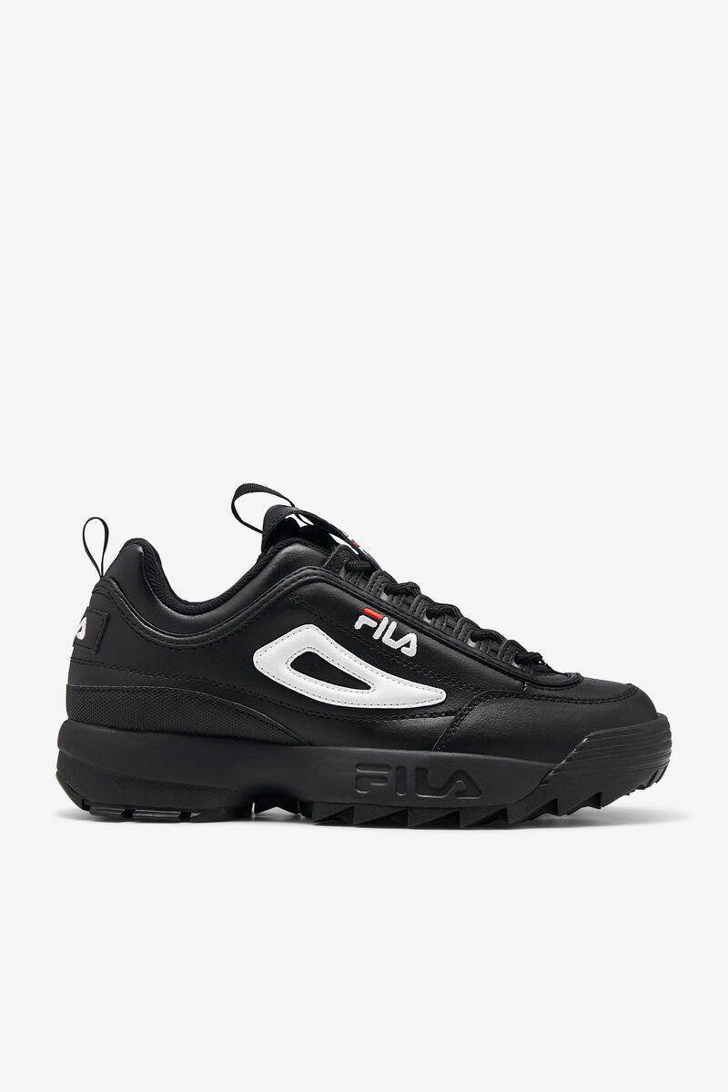 Men\'s Fila Disruptor 2 Premium Platform Shoes Black / White / Red | DHBz9fYKISF