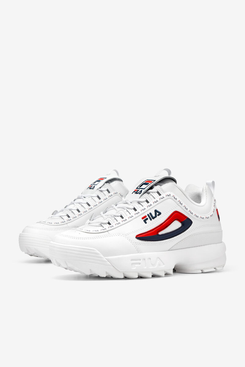 Men's Fila Disruptor 2 Premium Repeat Platform Shoes White / Navy / Red | GOdYjAugY8T